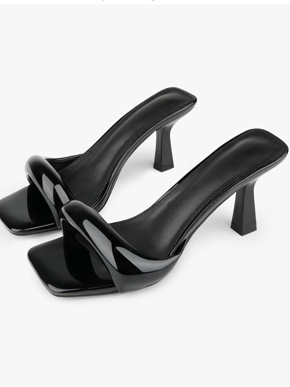 Black Square-Toe Heeled Mules - Women